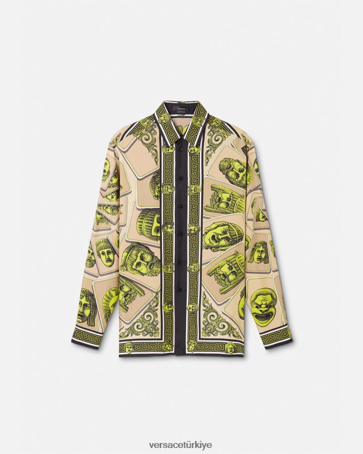 Versace le maschere ipek gömlek erkekler Yazdır Giyim B0HHR81306