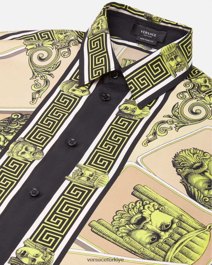 Versace le maschere ipek gömlek erkekler Yazdır Giyim B0HHR81306