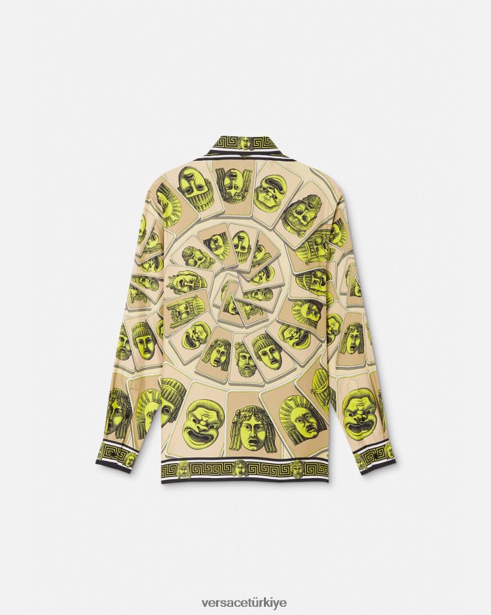 Versace le maschere ipek gömlek erkekler Yazdır Giyim B0HHR81306