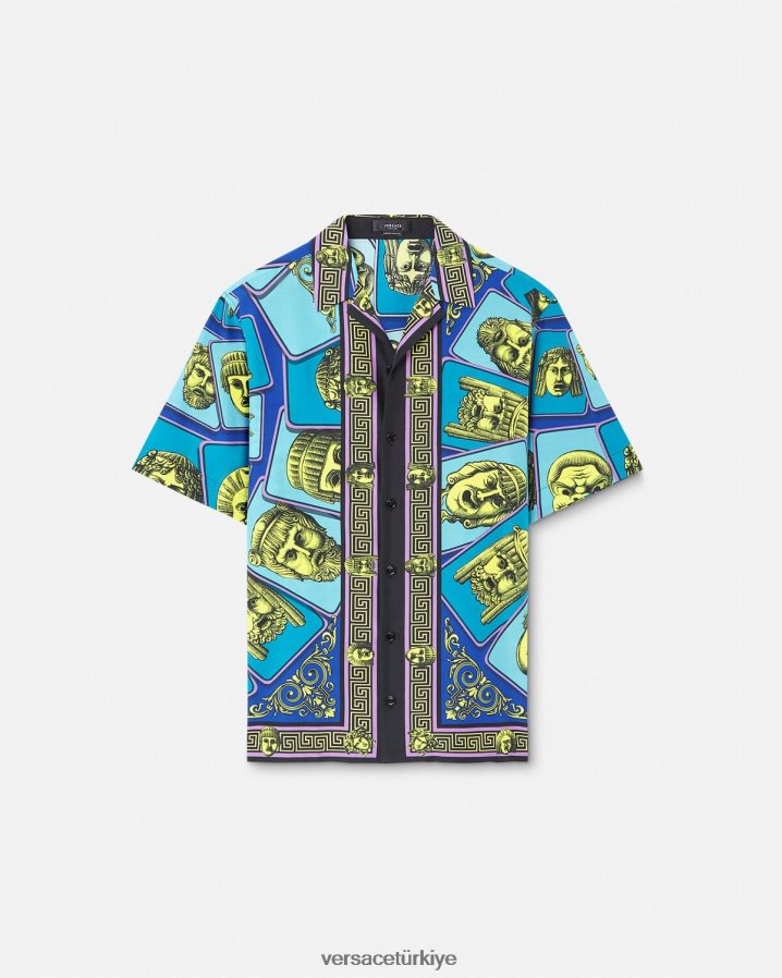 Versace le maschere pamuk karışımlı gömlek erkekler Yazdır Giyim B0HHR81309