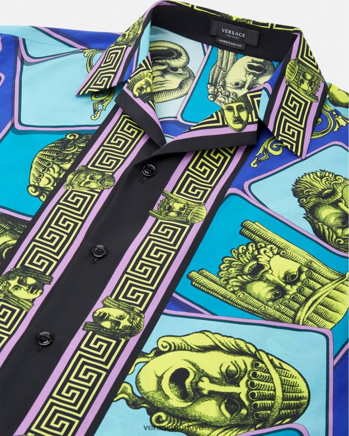 Versace le maschere pamuk karışımlı gömlek erkekler Yazdır Giyim B0HHR81309