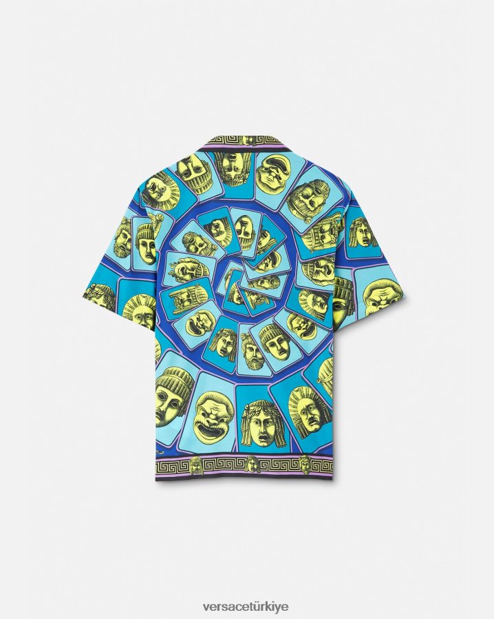 Versace le maschere pamuk karışımlı gömlek erkekler Yazdır Giyim B0HHR81309