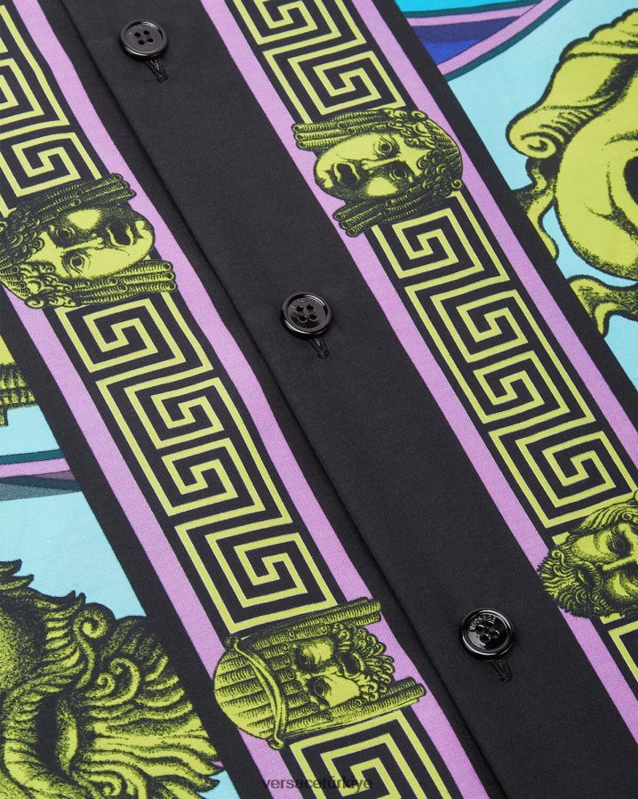 Versace le maschere pamuk karışımlı gömlek erkekler Yazdır Giyim B0HHR81309