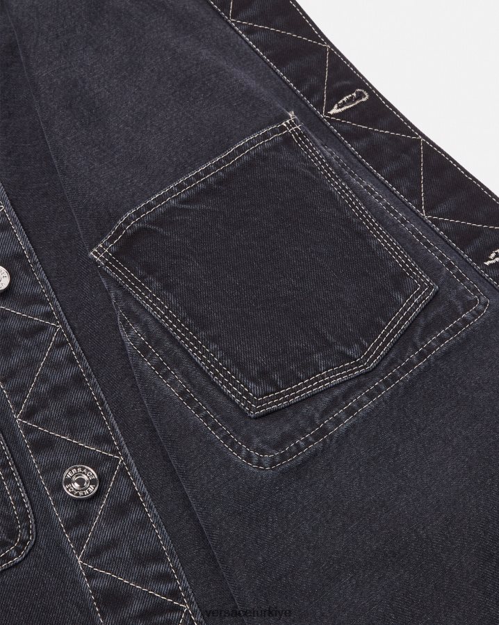 Versace logolu denim kaban erkekler gri Giyim B0HHR81324