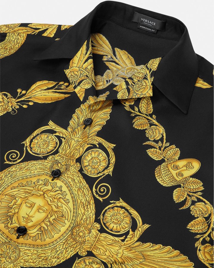 Versace maschera barok ipek gömlek erkekler Yazdır Giyim B0HHR81311