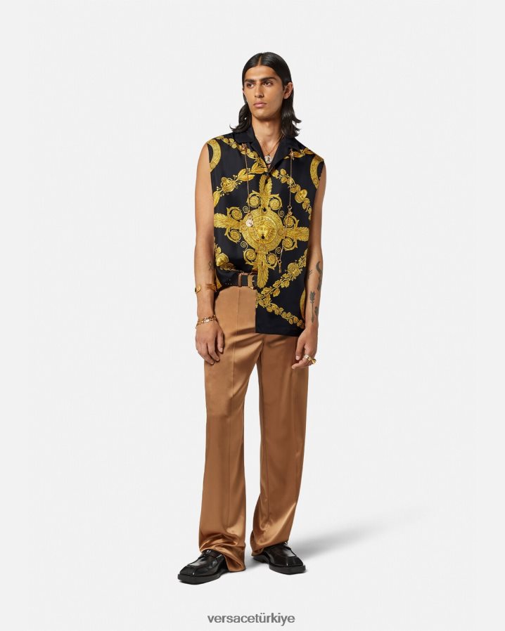 Versace maschera barok ipek gömlek erkekler Yazdır Giyim B0HHR81312