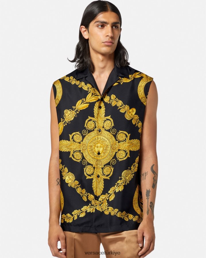 Versace maschera barok ipek gömlek erkekler Yazdır Giyim B0HHR81312