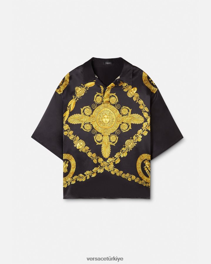 Versace maschera barok saten polo gömlek erkekler Yazdır Giyim B0HHR81313
