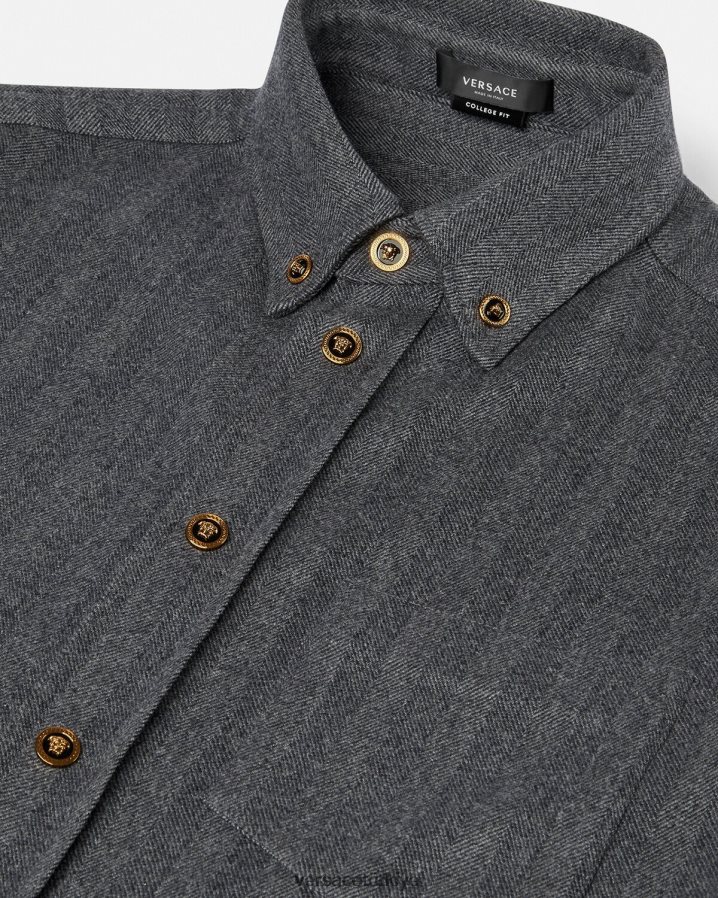 Versace medusa kaşmir kaban erkekler gri Giyim B0HHR81302