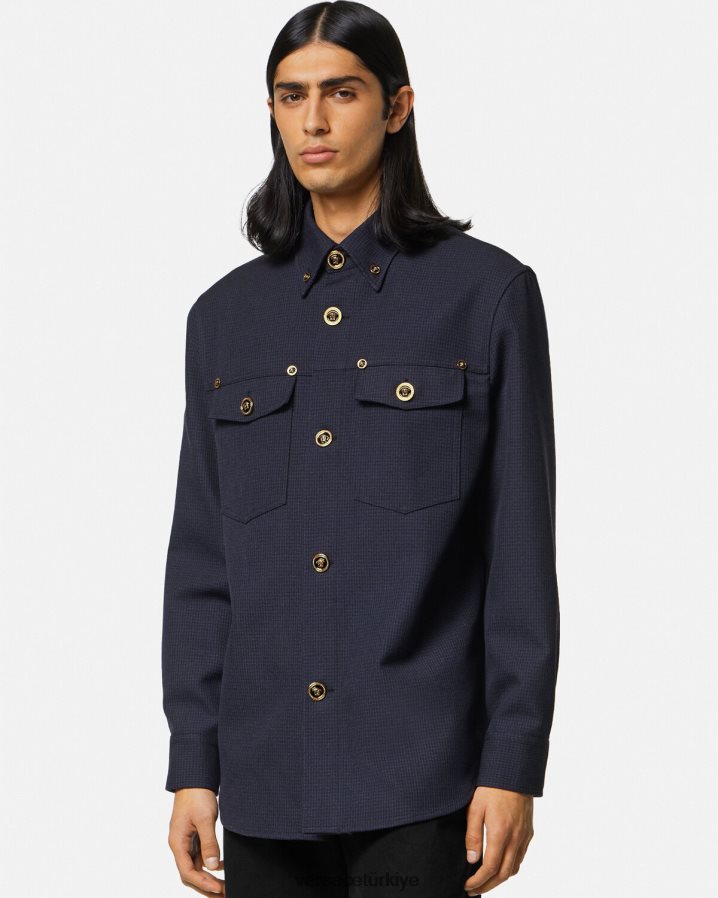 Versace medusa kazayağı desenli kaban erkekler mavi Giyim B0HHR81322