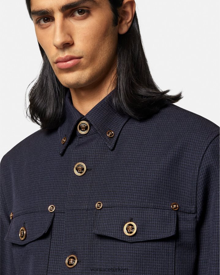 Versace medusa kazayağı desenli kaban erkekler mavi Giyim B0HHR81322