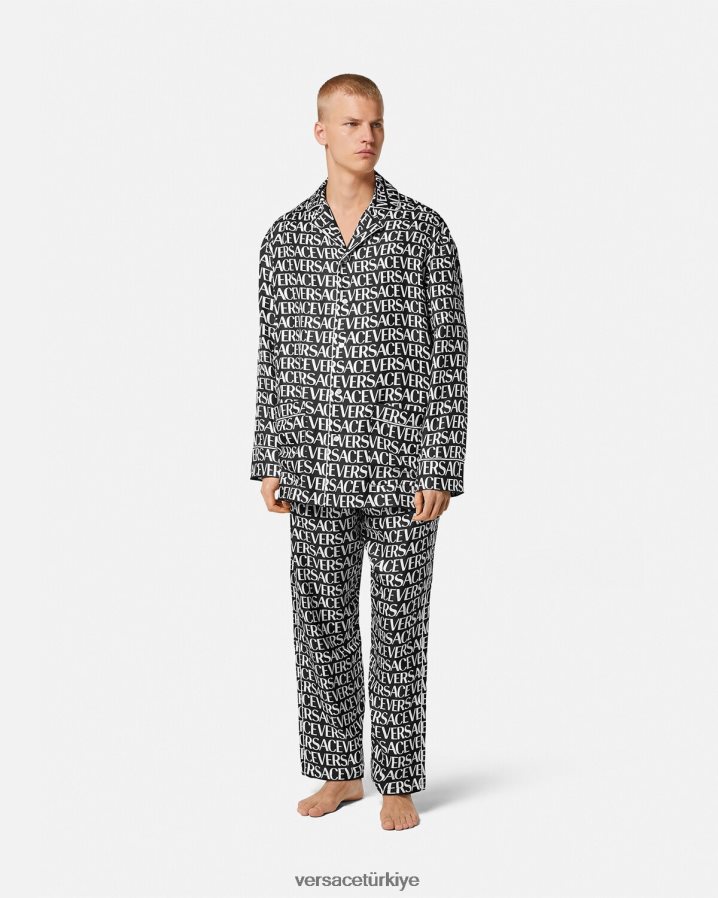 Versace Allover pijama altı erkekler siyah ve baskı iç çamaşırı ve plaj kıyafeti B0HHR81738