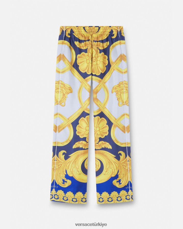 Versace barocco 660 ipek pijama altı erkekler mavi ve altın iç çamaşırı ve plaj kıyafeti B0HHR81740