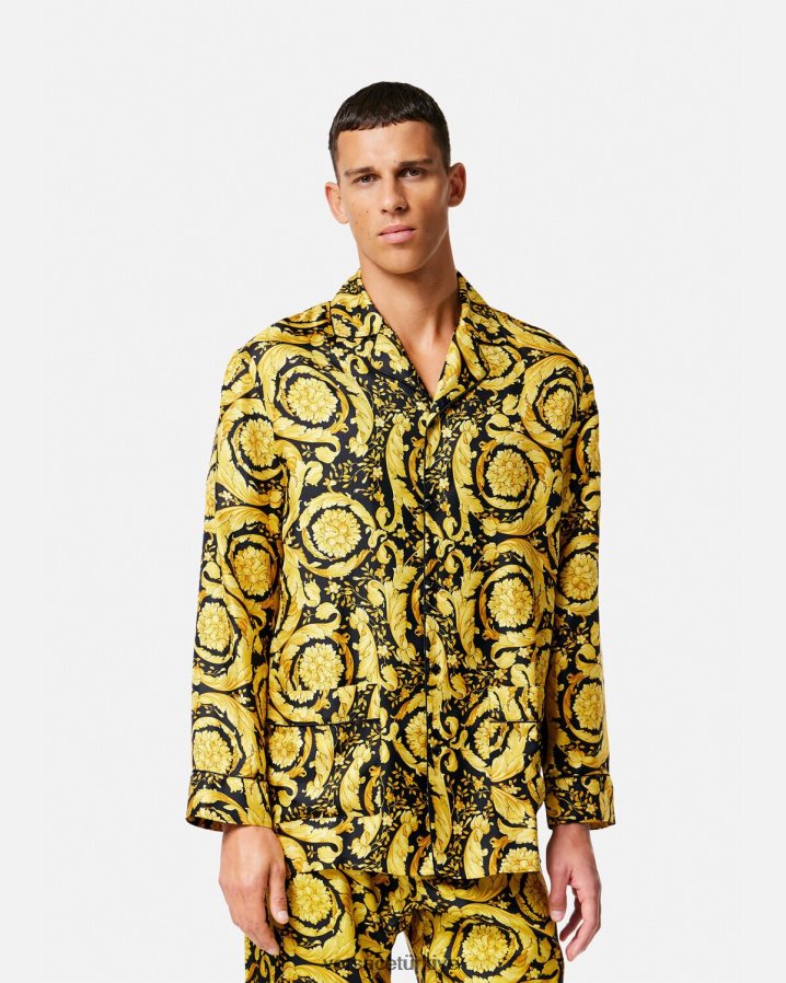 Versace barok desenli ipek pijama gömleği erkekler Yazdır iç çamaşırı ve plaj kıyafeti B0HHR81735