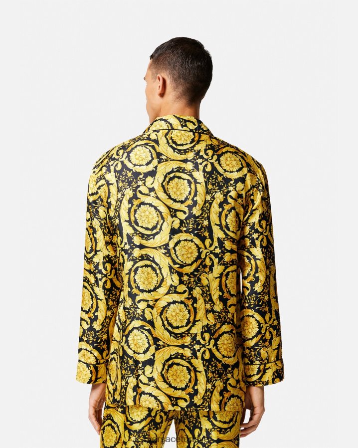 Versace barok desenli ipek pijama gömleği erkekler Yazdır iç çamaşırı ve plaj kıyafeti B0HHR81735