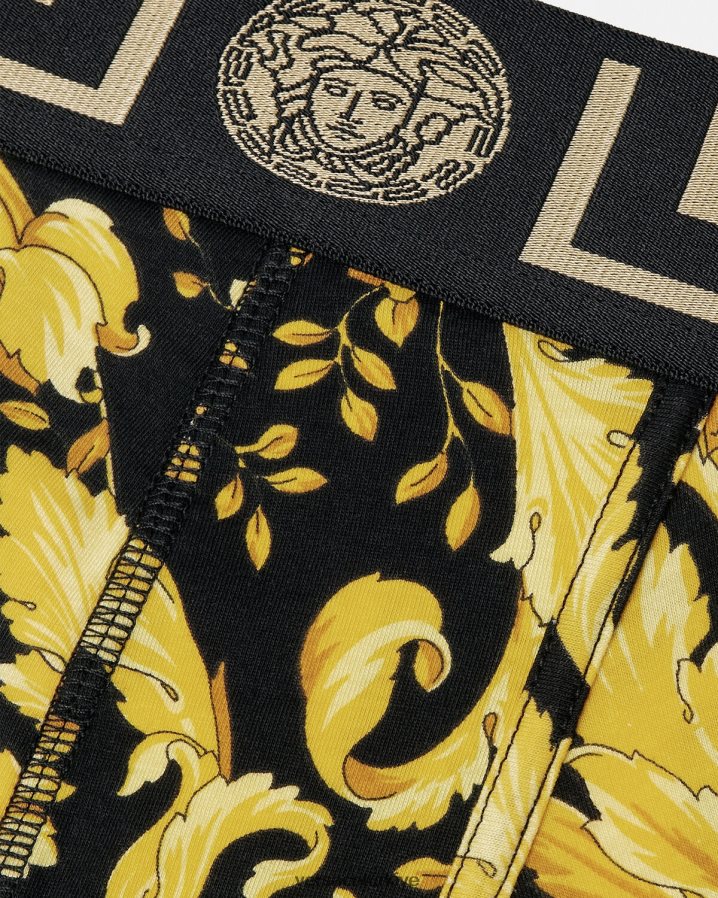 Versace barok uzun sandıklar erkekler siyah iç çamaşırı ve plaj kıyafeti B0HHR81748