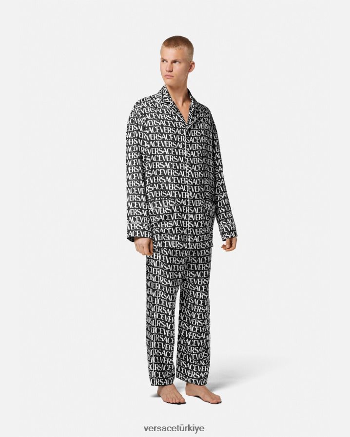 Versace boydan boya pijama üstü erkekler siyah ve baskı iç çamaşırı ve plaj kıyafeti B0HHR81737