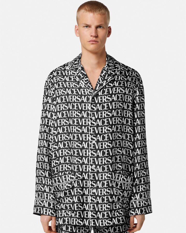 Versace boydan boya pijama üstü erkekler siyah ve baskı iç çamaşırı ve plaj kıyafeti B0HHR81737