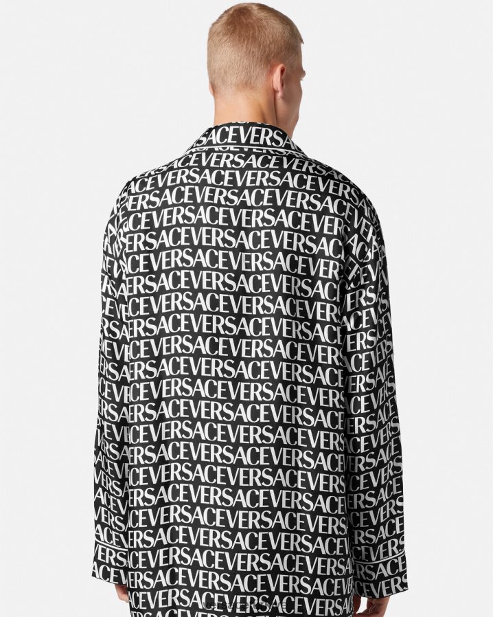Versace boydan boya pijama üstü erkekler siyah ve baskı iç çamaşırı ve plaj kıyafeti B0HHR81737