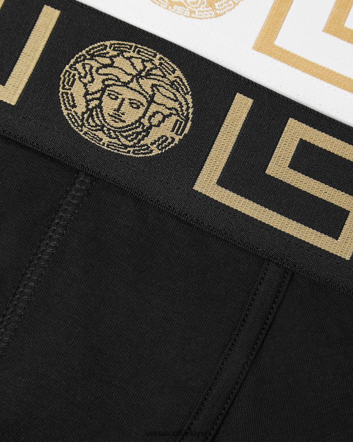Versace greca bordür şortu 2'li paket erkekler siyah beyaz iç çamaşırı ve plaj kıyafeti B0HHR81752