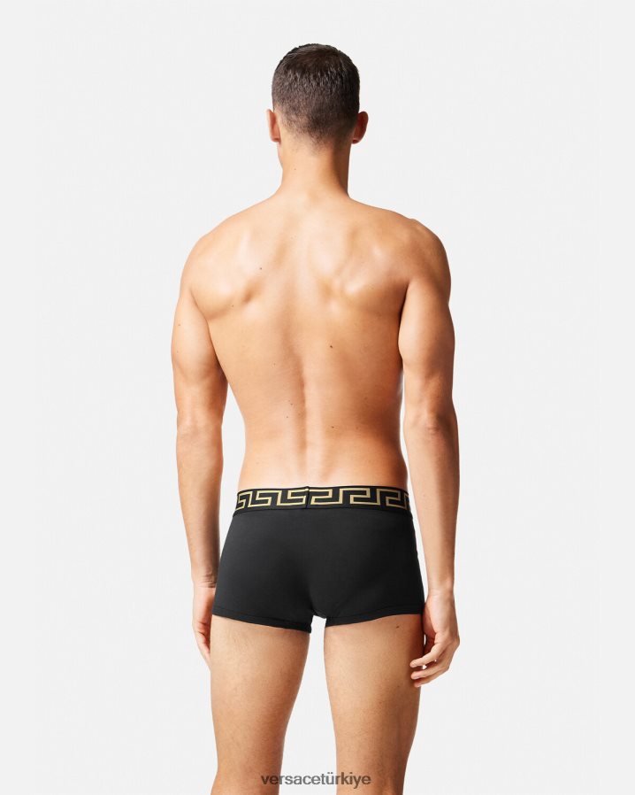 Versace greca bordür şortu 2'li paket erkekler siyah iç çamaşırı ve plaj kıyafeti B0HHR81753