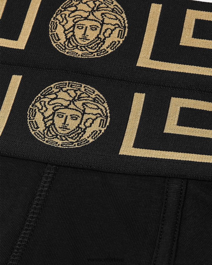 Versace greca bordür şortu 2'li paket erkekler siyah iç çamaşırı ve plaj kıyafeti B0HHR81753