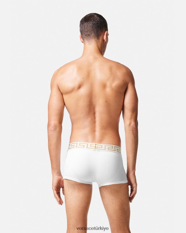 Versace greca bordür şortu 3'lü paket erkekler Beyaz altın iç çamaşırı ve plaj kıyafeti B0HHR81749