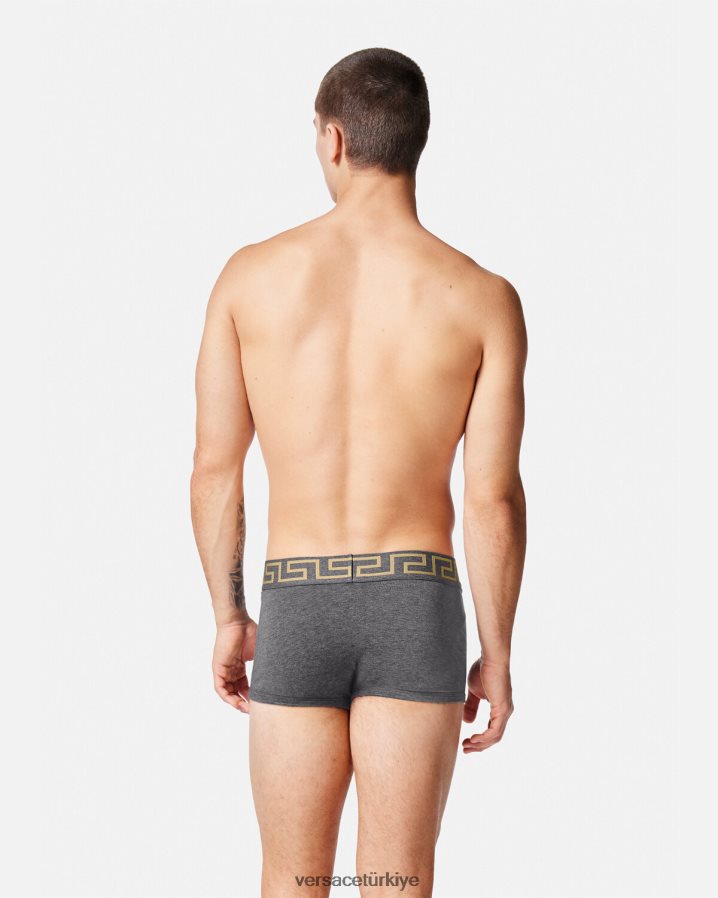 Versace greca bordür şortu 3'lü paket erkekler beyaz & siyah & gri iç çamaşırı ve plaj kıyafeti B0HHR81751