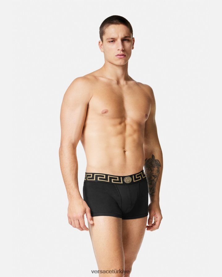 Versace greca bordür şortu 3'lü paket erkekler beyaz & siyah & gri iç çamaşırı ve plaj kıyafeti B0HHR81751
