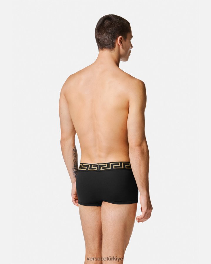 Versace greca bordür şortu 3'lü paket erkekler siyah iç çamaşırı ve plaj kıyafeti B0HHR81750