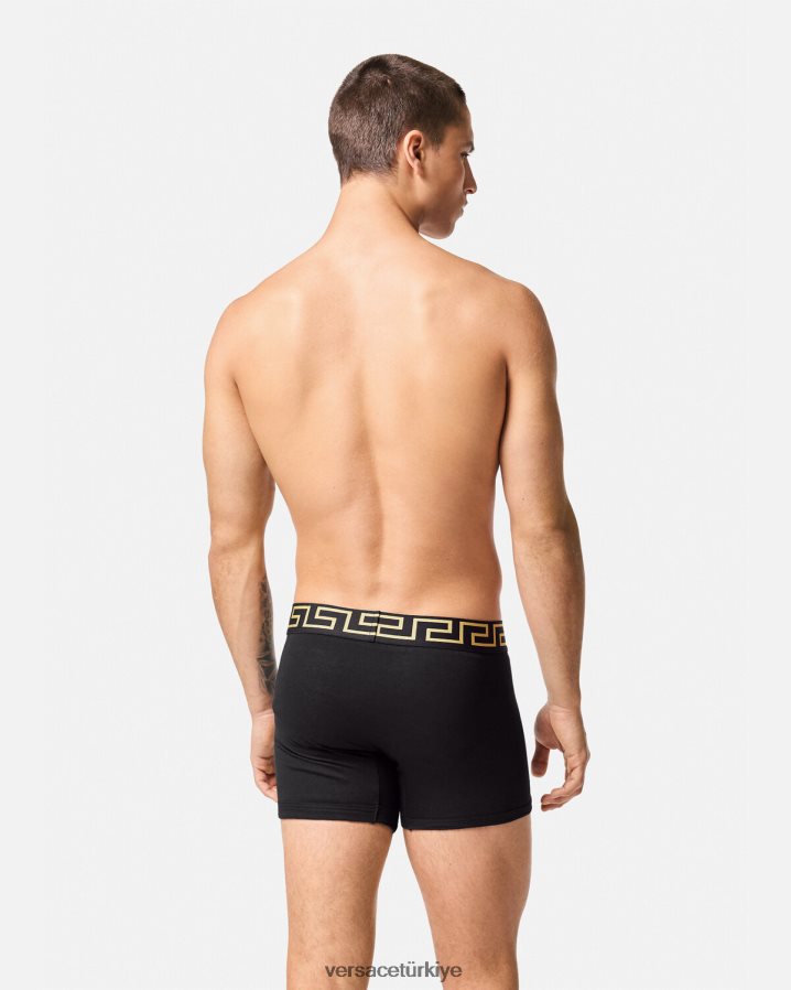 Versace greca border uzun şort 2'li paket erkekler siyah beyaz iç çamaşırı ve plaj kıyafeti B0HHR81763