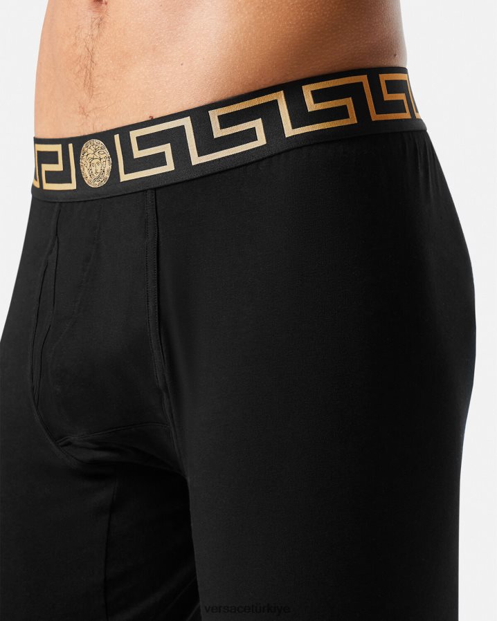 Versace greca sınır uzun iç çamaşırı erkekler siyah iç çamaşırı ve plaj kıyafeti B0HHR81760