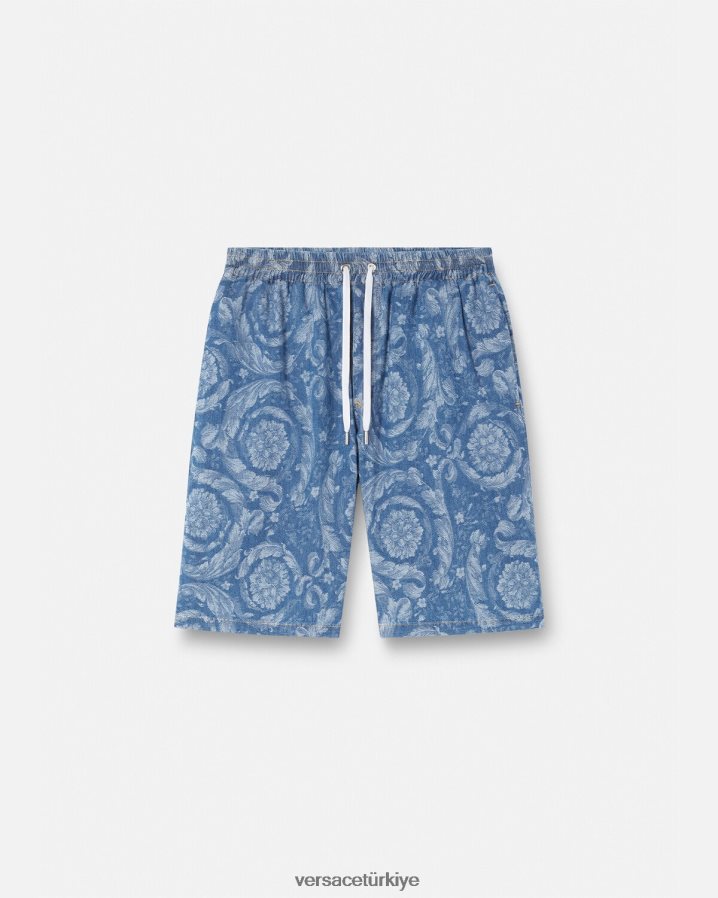 Versace barok silüeti denim şort erkekler taslak Giyim B0HHR81449