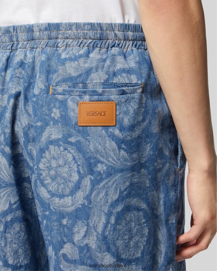 Versace barok silüeti denim şort erkekler taslak Giyim B0HHR81449