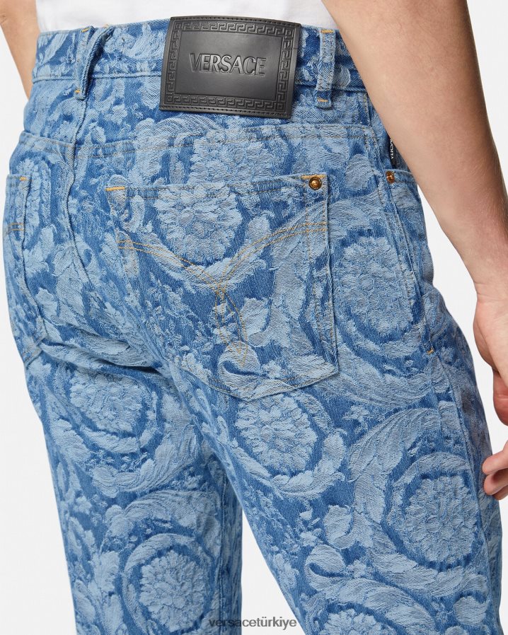 Versace barok siluet kot pantolon erkekler taslak Giyim B0HHR81448