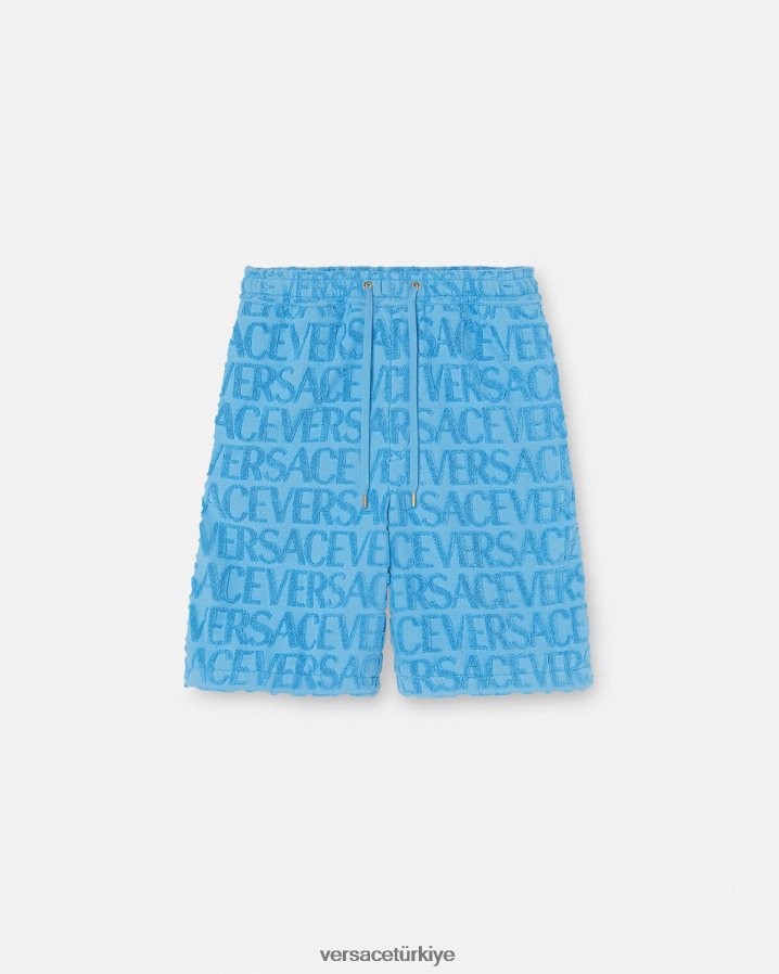 Versace boydan boya havlu şort erkekler açık mavi Giyim B0HHR81429