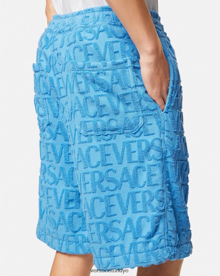 Versace boydan boya havlu şort erkekler açık mavi Giyim B0HHR81429