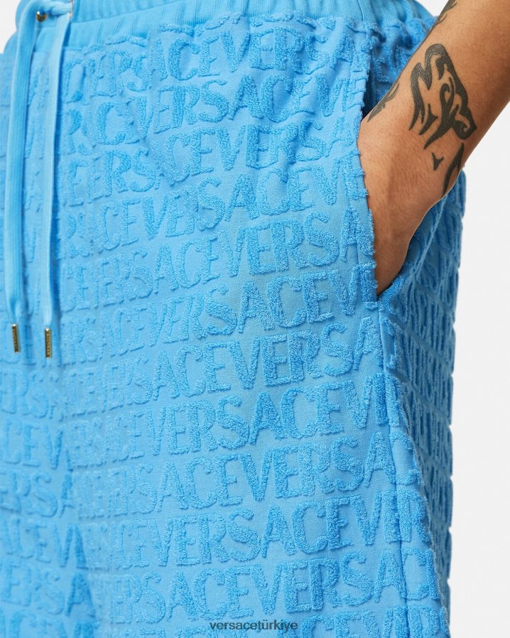 Versace boydan boya havlu şort erkekler açık mavi Giyim B0HHR81431
