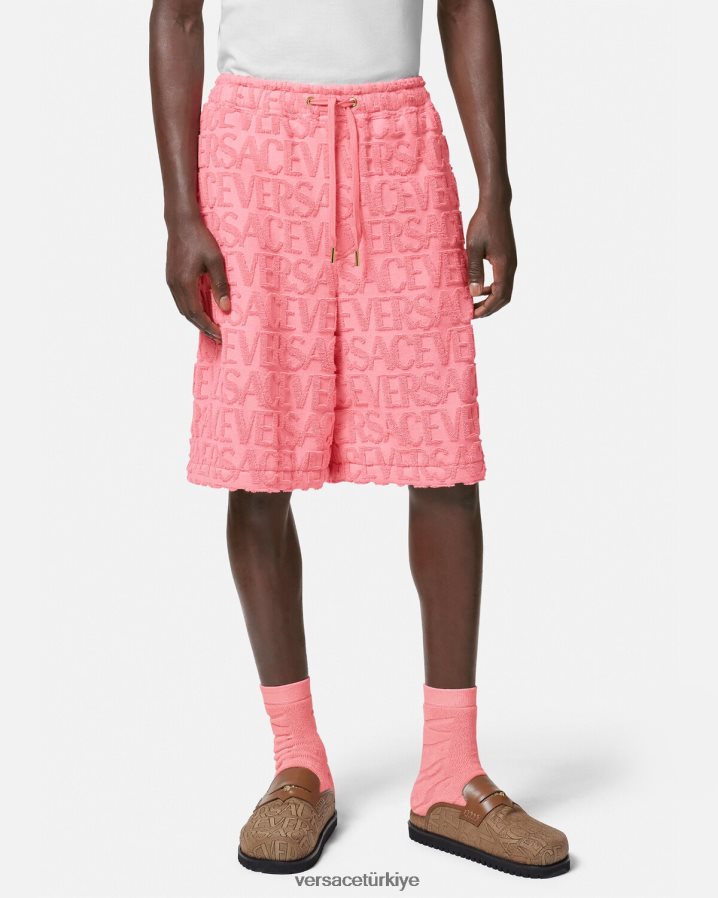 Versace boydan boya havlu şort erkekler pembe Giyim B0HHR81430