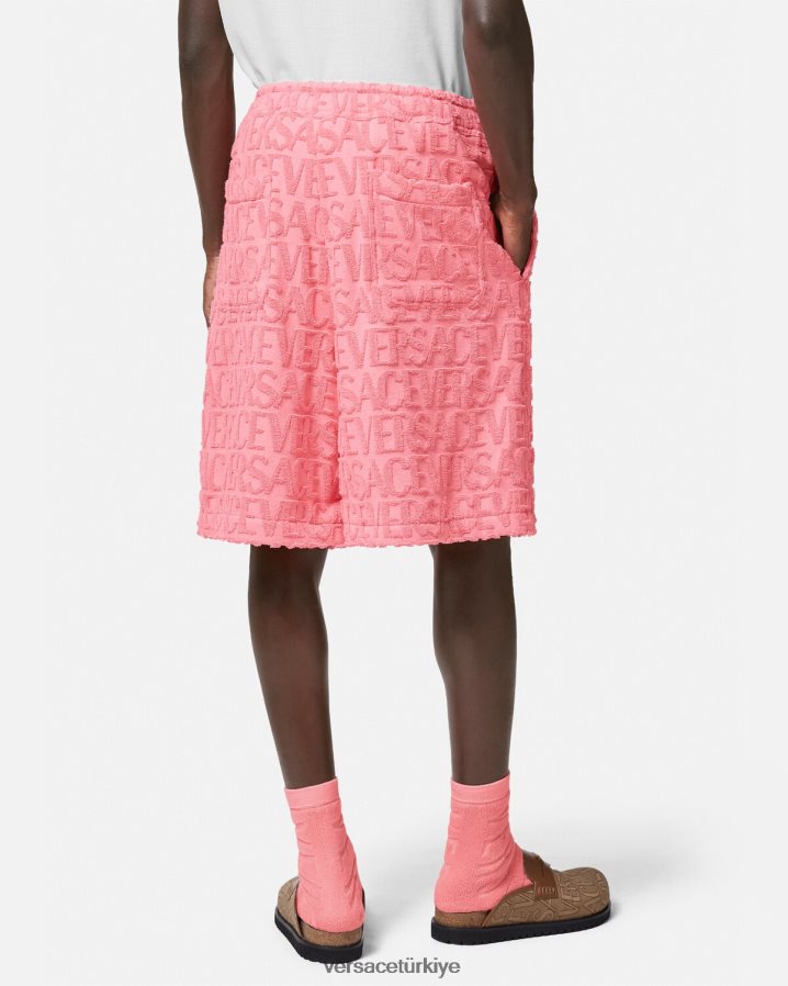 Versace boydan boya havlu şort erkekler pembe Giyim B0HHR81430