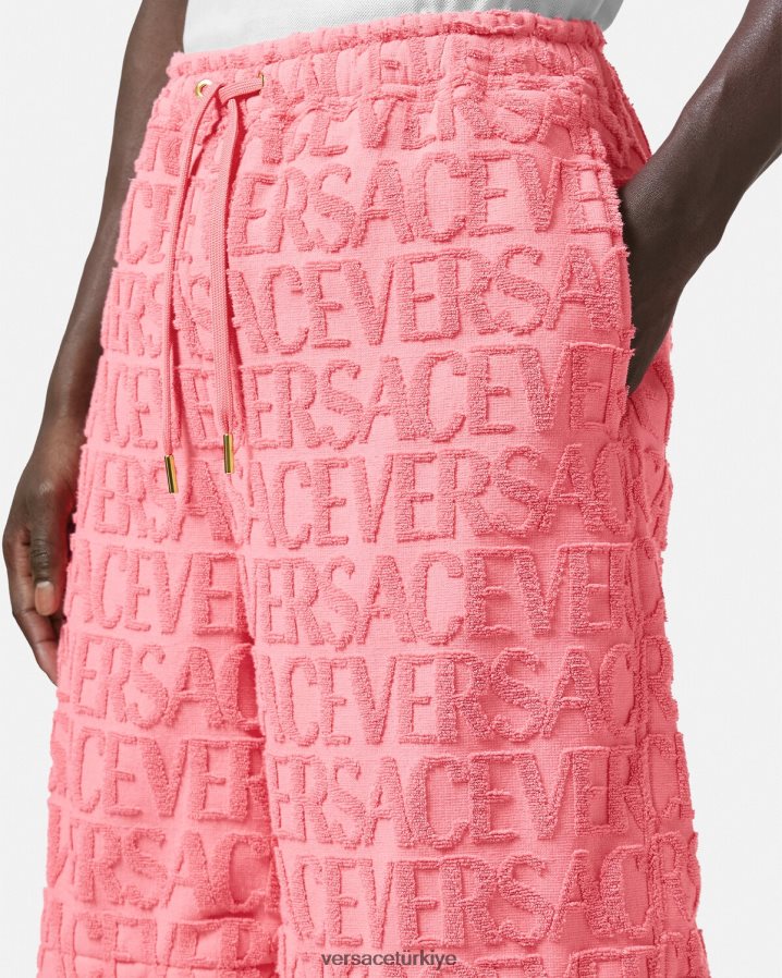 Versace boydan boya havlu şort erkekler pembe Giyim B0HHR81430