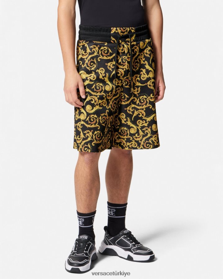 Versace eskiz couture eşofman şortları erkekler siyah altın Giyim B0HHR82382