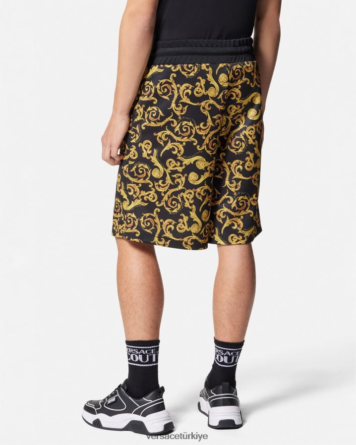 Versace eskiz couture eşofman şortları erkekler siyah altın Giyim B0HHR82382
