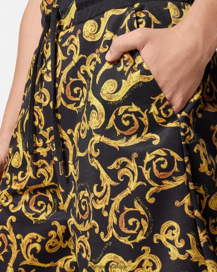 Versace eskiz couture eşofman şortları erkekler siyah altın Giyim B0HHR82382
