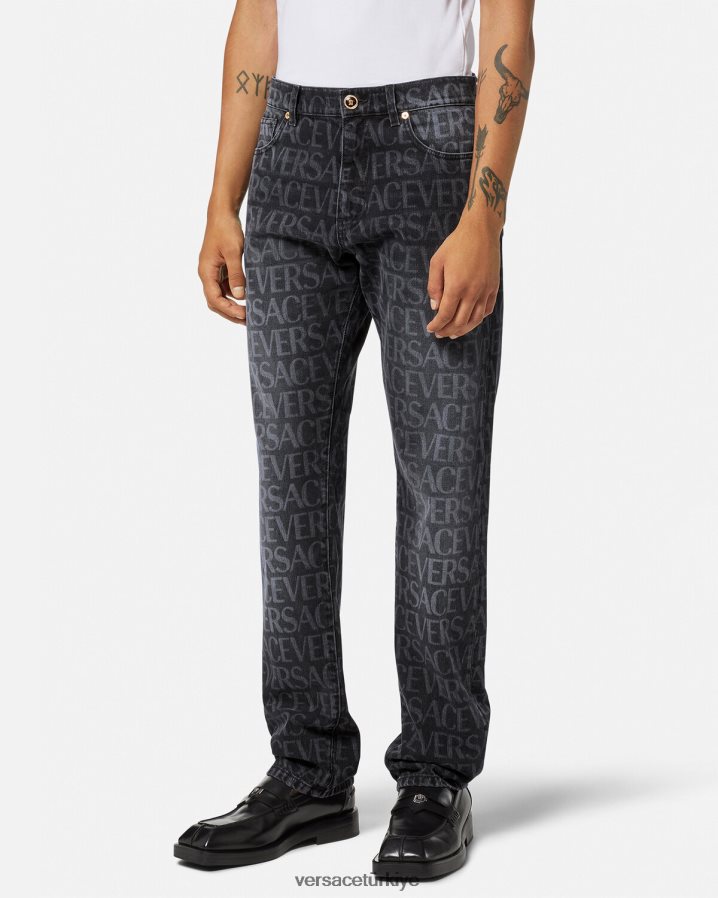 Versace genel kot pantolon erkekler siyah ve baskı Giyim B0HHR81446