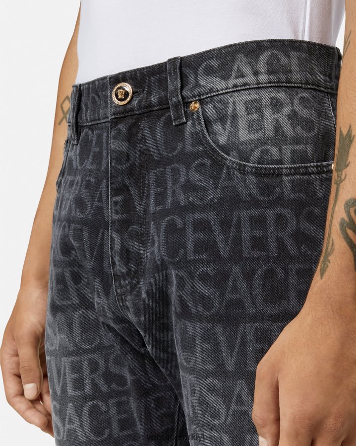 Versace genel kot pantolon erkekler siyah ve baskı Giyim B0HHR81446