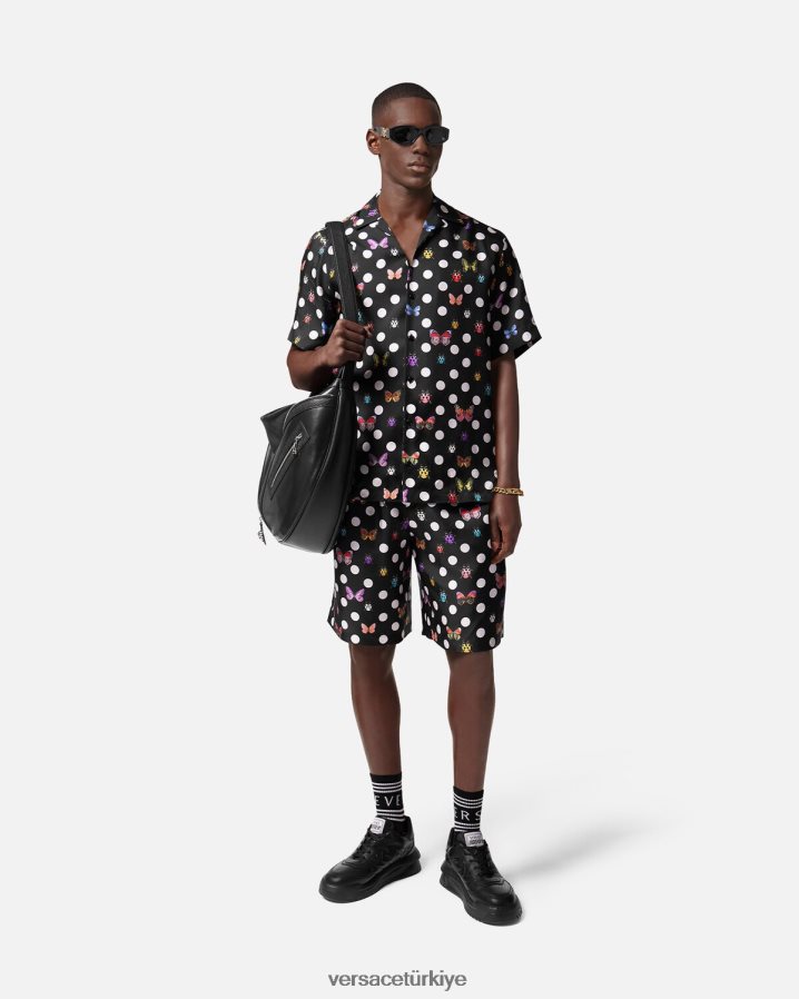 Versace kelebekler ipek şort erkekler tek renk Giyim B0HHR81432