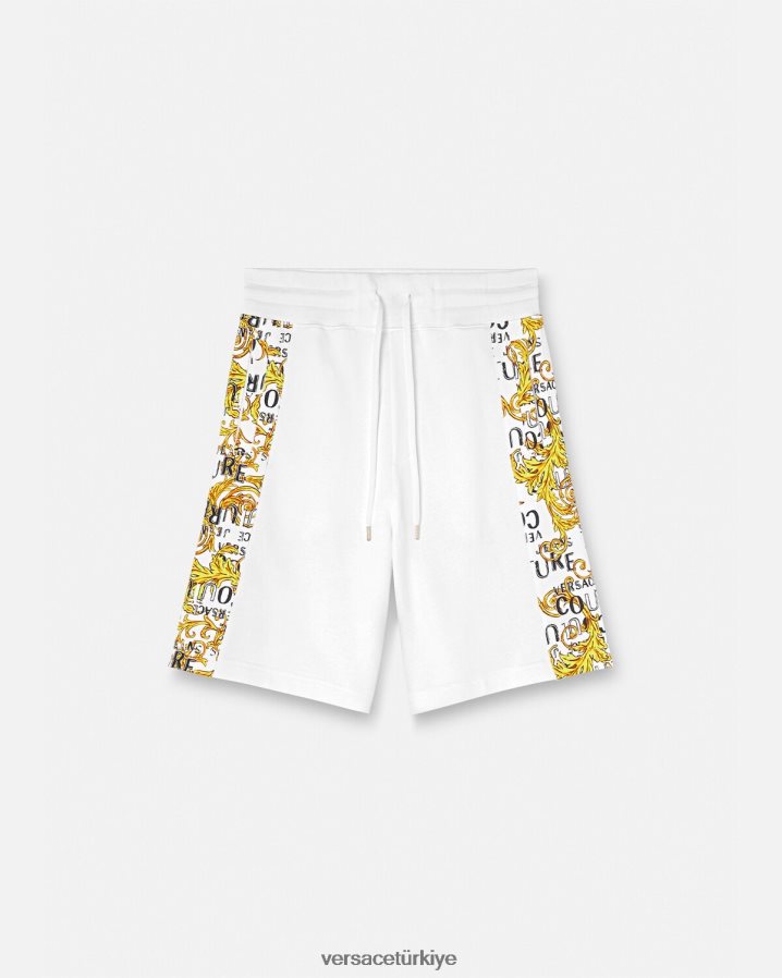 Versace logo couture eşofman altı erkekler altın ve beyaz Giyim B0HHR82424