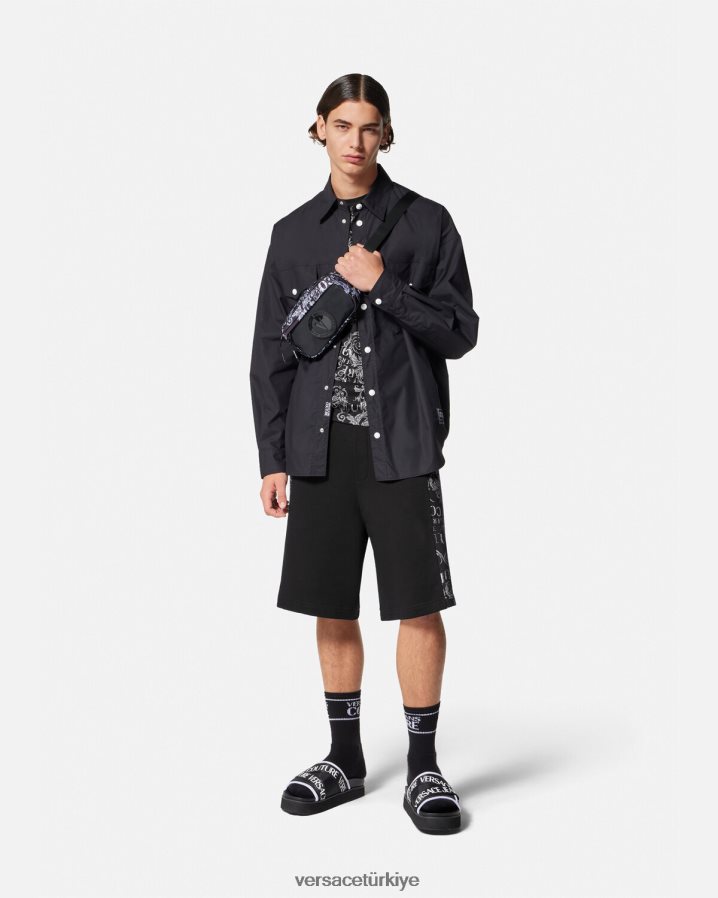 Versace logo couture eşofman altı erkekler siyah Giyim B0HHR82423