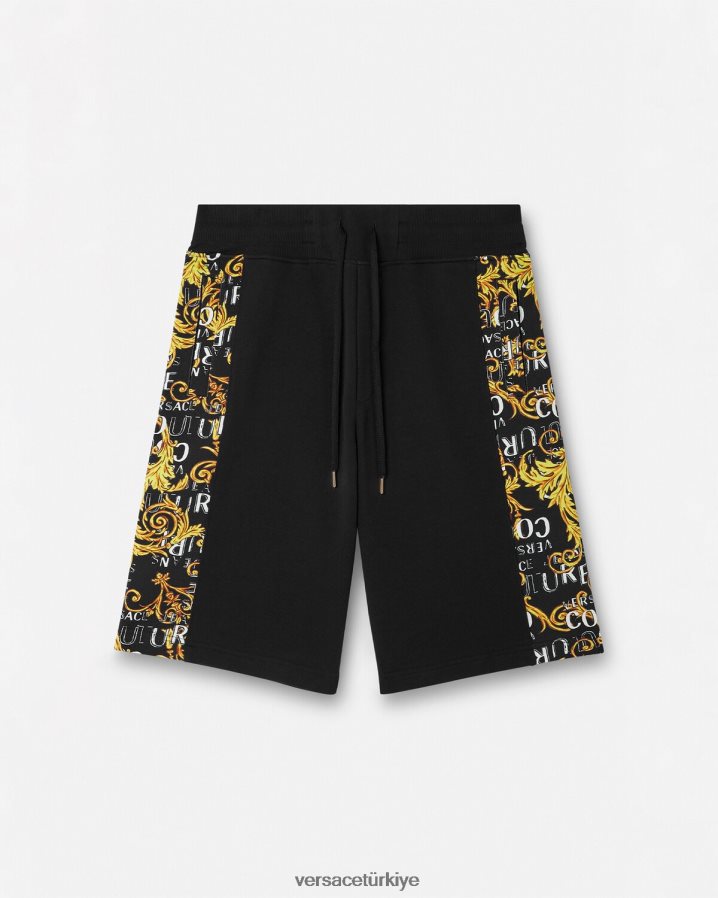 Versace logo couture eşofman altı erkekler siyah altın Giyim B0HHR82422